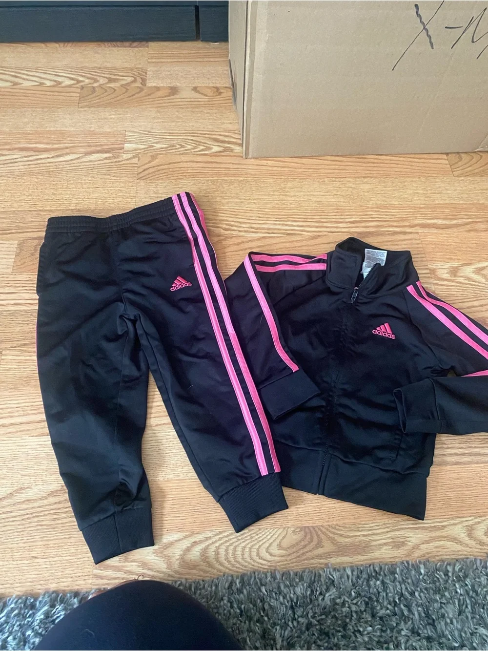adidas Kids Black & Pink Athletic Track Set